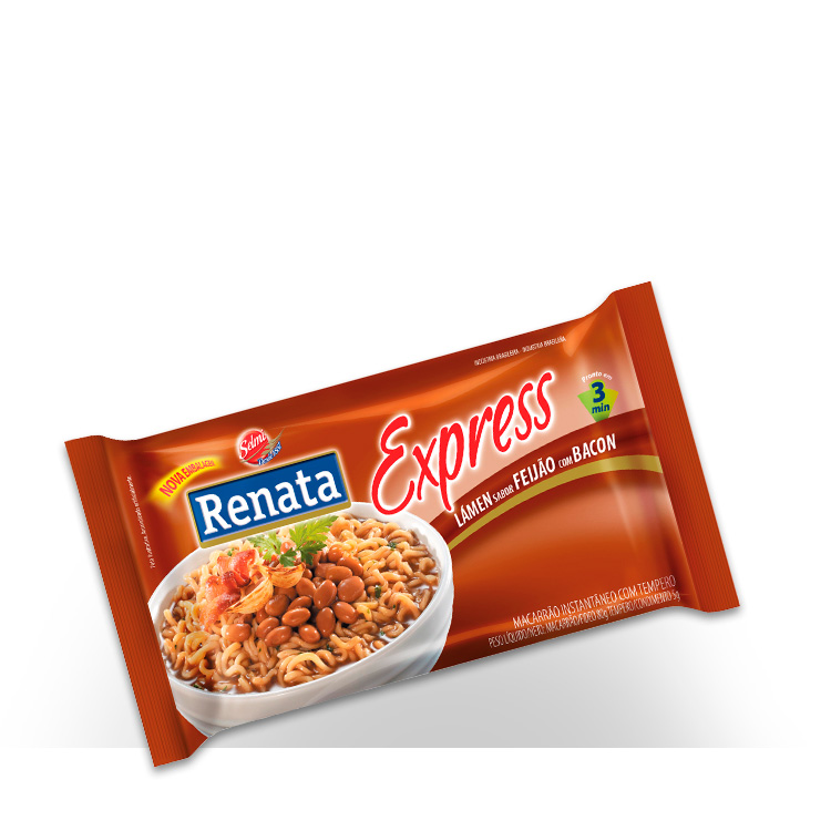 Macarrão Lamen Express Feijão/Bacon Renata 50x96Gr